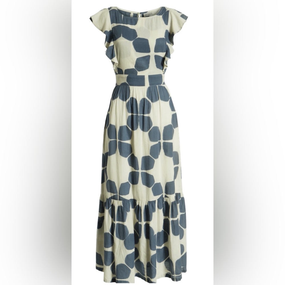 The Odells - Seville Blue and White Ruffle Maxi Dress